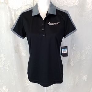 Nike NWT Golf Kickstart dri fit black and gray polo short sleeve top size M
